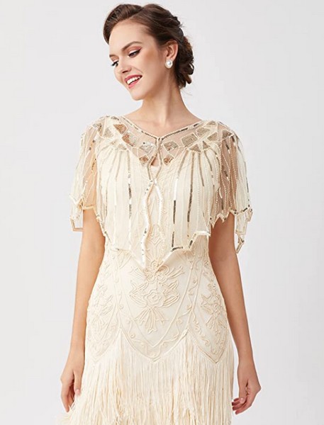 Robe Charleston Robe année 20 Robe Great Gatsby Costume Femme Perlée  Franges Robe De Soirée Déguisements Halloween - Milanoo.com