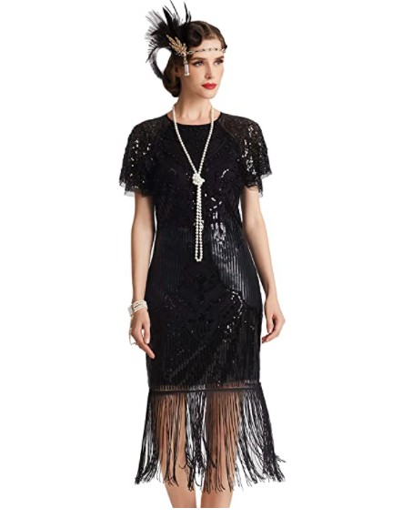 Robe années 20 sequins écrue